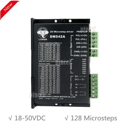 Nema23 Stepper Motor Driver DM542A Peak 4.2A 18-50VDC 128 Microsteps CNC - Image 1 of 4