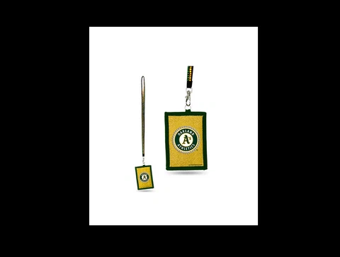 Oakland Athletics A's Sparkle Lanyard with Beaded ID Case/Wallet/Money Holder Cover