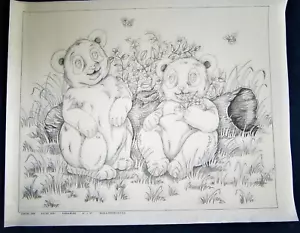 Tri-chem Artex 6900 PANDA BEARS flowers& Bees Picture to paint 16X20 - Picture 1 of 7