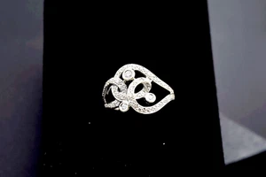 14K WHITE GOLD DIAMOND CLUSTER RING (BTS963) - Picture 1 of 3