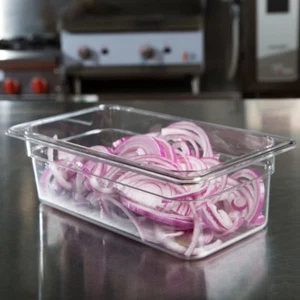 12 PACK 1/3 Size Polycarbonate Clear Plastic Steam Prep Table Food Pan 4" Deep - Picture 1 of 7