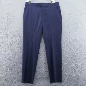 Ralph Lauren Mens Flat Front Wool Stretch Dress Pants 38x34 Navy Blue Slim Fit - Picture 1 of 13