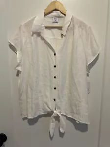 Camicia donna Croft & Barrow manica corta cravatta in vita bianca nuova con etichetta taglia XXL - Foto 1 di 4