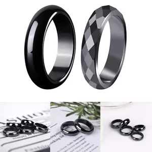Sizes 6-12 Magnetic Neutral Ring Gift Energy Jewelry Natural Hematite Black Ring - Foto 1 di 9