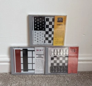3 VINTAGE 1989 COMPACT GAMES SEALED, Inc Chess, Draughts & Noughts And Crosses - Picture 1 of 13