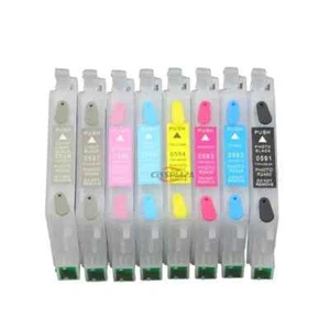 T0591 - T0599 8pcs refillable ink cartridge with ARC Chip for Stylus Photo R2400 - Afbeelding 1 van 3