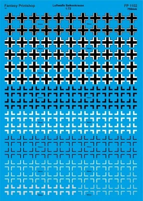 Fantasy Printshop WATER SLIDE  DECALS Luftwaffe Balkenkrause  750mm FP1102  1/72 - Image 1 of 3
