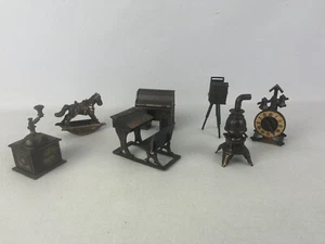 Lot/7 Vintage Durham Industries Dollhouse Figures Desk Rocking Horse - Picture 1 of 23