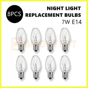 8pcs Clear Night Light Lamp Replacement Bulbs 7W E14 240V Small Screw On Bulb - Picture 1 of 5