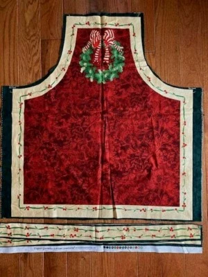 南海进口优雅绿色围裙织物面板红色绿色花圈复古  — 第 1/3 张图片