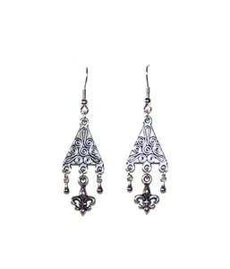 1 Paar Ohrhänger Fleur de Lys Tropfen Gothic Medival Halloween Karneval OH092 - Bild 1 von 1