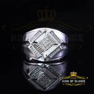 925 Sterling Silver White 0.09ct Round Cut Men's Solitaire Diamond Ring SZ 10 - Picture 1 of 12
