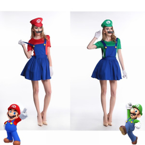 Super Mario Luigi Kleid Damen Latzkleid Klempner Cosplay Kostüm Für Halloween