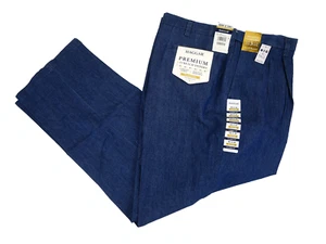 Haggar B & T Men's Pleated Front Premium Stretch Denim 48 x 34 NEW Med Blue - Picture 1 of 3