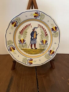 Vtg Henriot Quimper France Breton Man 10” Dinner Plate - Picture 1 of 3