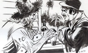 Dessin original CHRISTIAN GATY. Colibri hôtesse de l'air Paru dans FRIMOUSSE 59 - Imagen 1 de 1