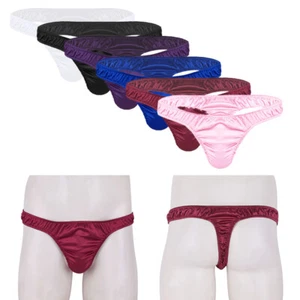 AU Mens Shiny Satin Trunk Thong G-String Underpant Underwear Sexy Bikini Sexy - Picture 1 of 78