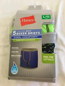 NWT Hanes Boys Boxer Briefs Underwear 5 pairs/pack Tagless Soft Sz Large - Picture 1 of 3