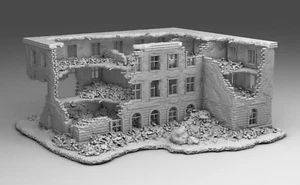 Tabletop Gelände Wargaming WW2 Ruine Zerstörter beschädigter Block - Bild 1 von 5