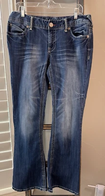 ARIYA JEANS Mujer Talla 11/12 Acampanado Bootcut Azul Vaqueros Bordados Desgastados Foto 1 de 4