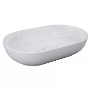 Fienza Oval Ceramic Above Counter Basin White 0TH 550 x 350 RAK Feeling 606100W - Picture 1 of 3