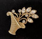 Signed DESIGNER 1928 Gold Tone Rhinestone Flower Vintage Brooch Jewelry Lot C