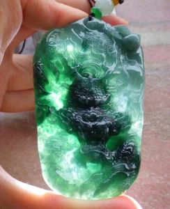 Certified Icy Green Burma Natural A Jade jadeite Pendant Dragon Bead 生意兴隆 660094 - Picture 1 of 9