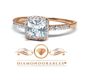 Diamondorables 18K Rose Gold Over Silver Asscher Princess Cut Lovely Ring 1.76 C - Picture 1 of 3