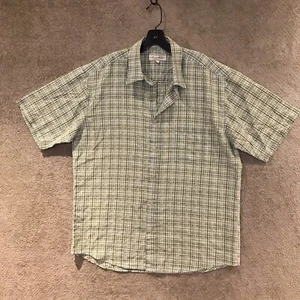 EIGHTY EIGHT Men Size Large Green Plaid Short Sleeve Button Front Shirt - Picture 1 of 12