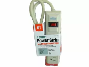 4 AUSLASS STROMLEISTE MIT ÜBERSPANNUNGSSCHUTZ 2 FUSS 4 MESSEN 3 ZINKEN GEERDETER STECKER - Bild 1 von 3