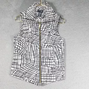 Attyre New York Vest Womens Size Medium Black White Geometric Pattern Streetwear - Picture 1 of 6