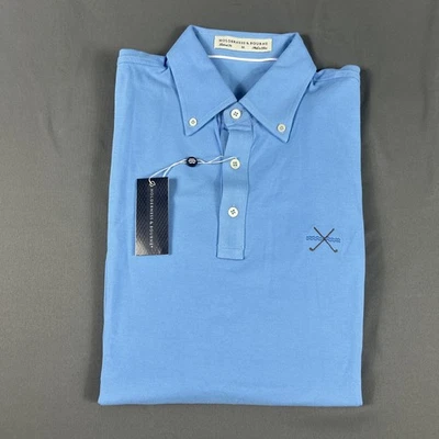Holderness & Bourne Golf Shirt Polo Chest Logo LS Medium Blue Cotton MSRP $115 - Image 1 of 4
