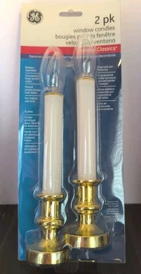 GE Paquete de 2 Velas de Navidad Ventana NUEVO Blanco Transparente 9.25 Pulgadas Batería Interior Nuevo en Paquete Foto 1 de 2