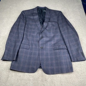 Daniel Cremieux Loro Piana Blazer Mens 46L Blue Plaid Wool Button Up Sport Coat - Picture 1 of 13