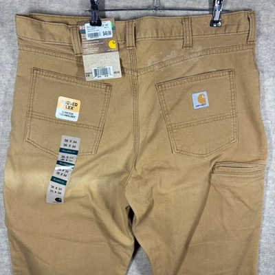 Carhartt Men's Rugged Flex Relaxed Fit Cargo Work Pants 36x34 Tan Cotton Blend - Image 1 of 4