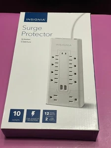 Insignia 10-Outlet Surge Protector 2700J w/ 2 USB Ports 6FT Cord NEW NS-PWSU1028 - Picture 1 of 3
