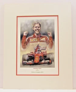 Sebastian Vettel - Victory Hungary Limited Edition Mounted Print by Stephen Doig - Picture 1 of 1