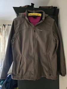 Icepeak Jacke Damen dunkelbeige/braun gr. 46 mit pinken Applikationen - Bild 1 von 10