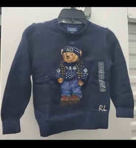 Polo Ralph Lauren Youth Bear Knit Sweater Sz 5 - Picture 1 of 3