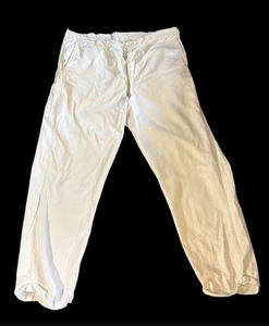 Pantalones de hombre vintage años 50 blanco roto tela vela cremallera algodón 32x27 años 50’s - Imagen 1 de 7