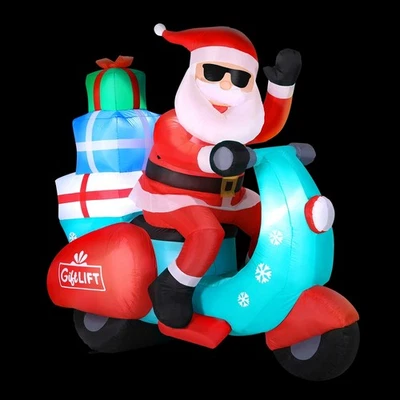 Jingle Jollys Christmas Inflatable Santa Motorbike 1.8M Illuminated Decorations - image 1 of 4
