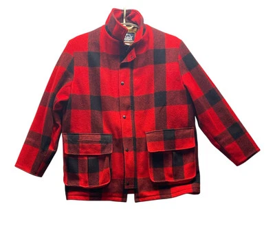 Vintage 1990s Woolrich Buffalo Plaid Wool Mackniaw Hunting Coat Jacket Sz Large - Image 1 of 4