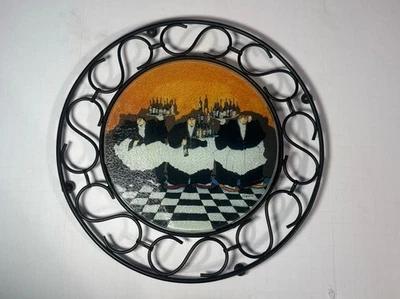 MESA TRIVET de hierro forjado Fat White Waiters/3 Chefs con INSERTO DE VIDRIO TEMPLADO Foto 1 de 4