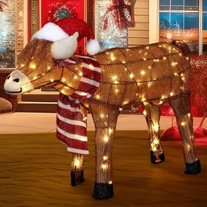 25.6'' Christmas Lighted Highland Cow Outdoor Garden Lawn Decorations Light up - Picture 1 of 7