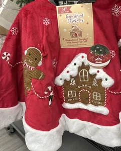 Christmas Tree Skirt With Gingerbread House And Man 54 Inch - Picture 1 of 2
