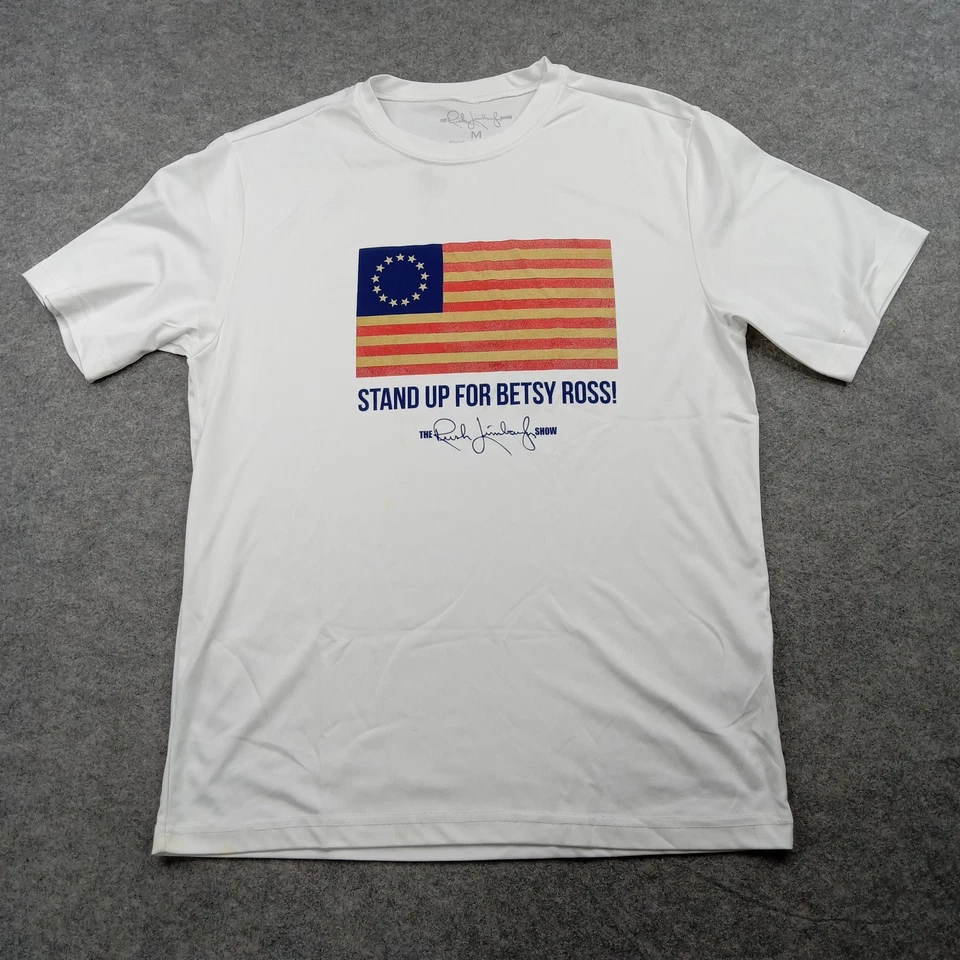 Camisa Rush Limbaugh Hombres Mediana Show Stand Up For Betsy Ross Bandera de EE. UU. Camiseta Patriota Foto 1 de 4