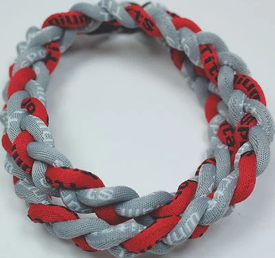 NOT JUST AN EMPTY BOX ATHLETIC GEAR Gray Red Titanium Sport Necklace Tornado 3 Rope Braid Baseball Softball