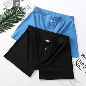 Men's Solid Loose Underwear Casual Home Wear Shorts Cotton Soft Underpants - Picture 1 of 27