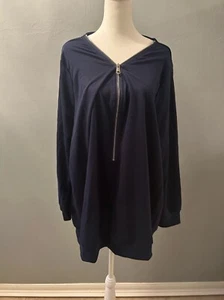 Azul Marino Bloom Chic Damas Camisa de Mangas Largas con Cremallera Nueva con Etiquetas 3 X Suéter para Mujer - Imagen 1 de 9