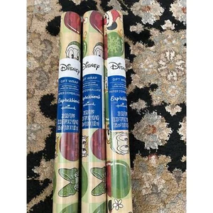 3 Rolls Disney Mickey Donald Pluto Ornament Christmas Gift Wrapping Paper NEW - Picture 1 of 2